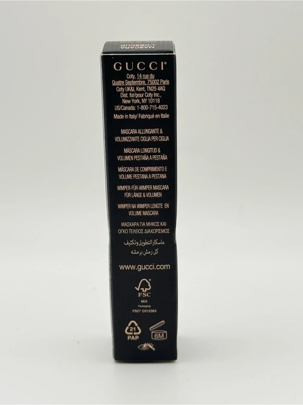 NIB Mini Gucci Mascara L’Obscur Lash by Lash Length & Volume Mascara Eve Black